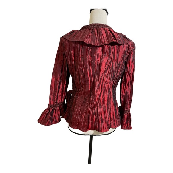 Jackie Jon New York womens blouse wrap wrinkle material red bell sleeves - Picture 10 of 13
